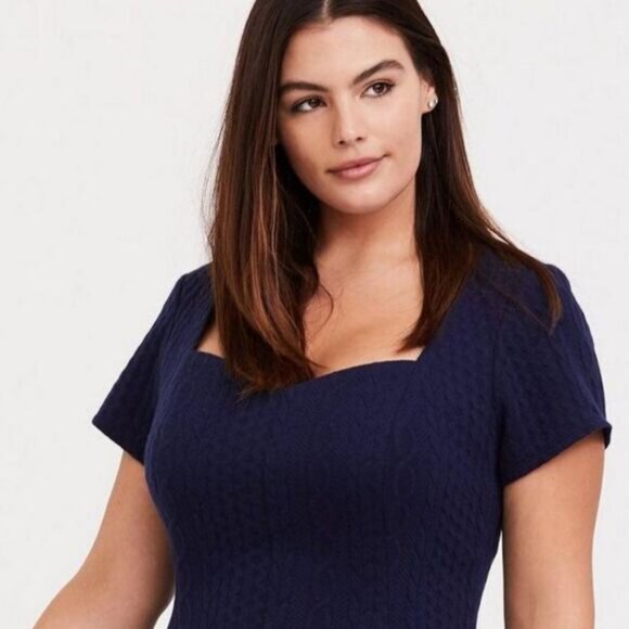 TORRID Mini Textured Fine Knit Skater Dress Navy Sz 6X | 30 - Picture 9 of 9